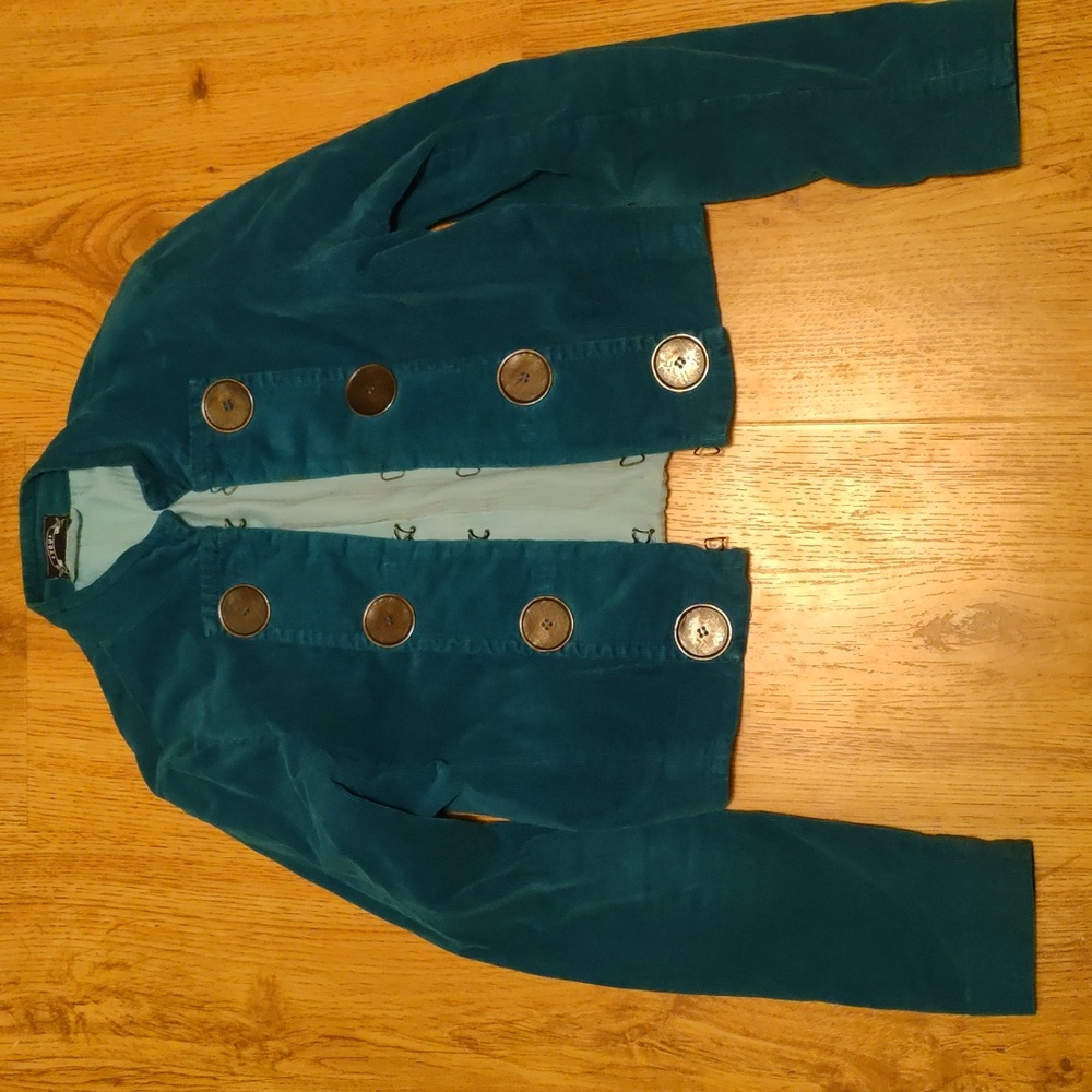 Cropped teal military jacket